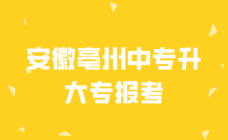 安徽亳州中专升大专怎么报考?