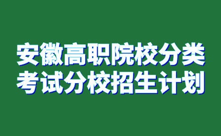 2024年安徽省中专高职院校分类考试分校招生计划