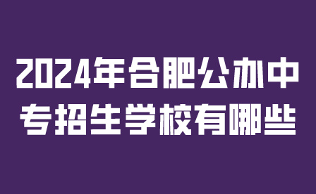 2024年合肥公办中专招生学校有哪些?