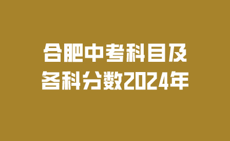 合肥中考科目及各科分数2024年是多少?