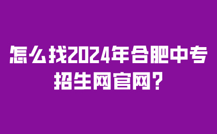 怎么找2024年合肥中专招生网官网?