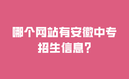 哪个网站有安徽中专学校招生信息?