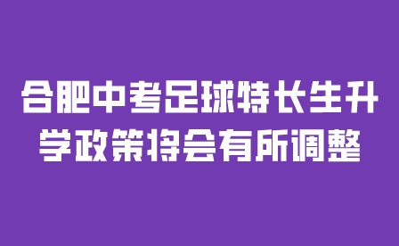 合肥中考足球特长生升学政策将会有所调整