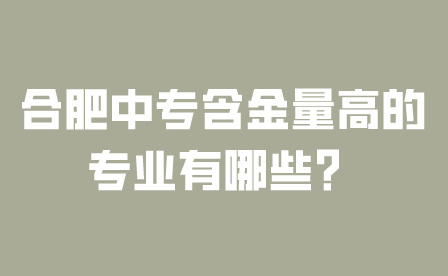 合肥中专含金量高的专业有哪些?